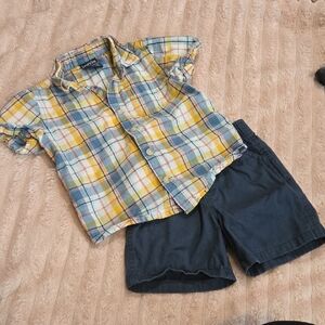 Plaid Kids Matching Set - Yellow and Blue